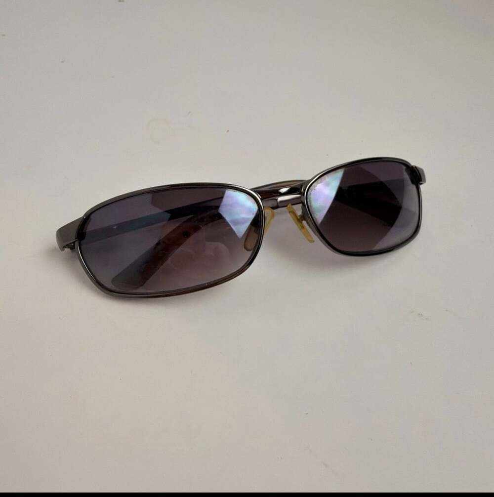 Y2k Retro Sonic Rectangular Sunglasses Gray Metal Frame